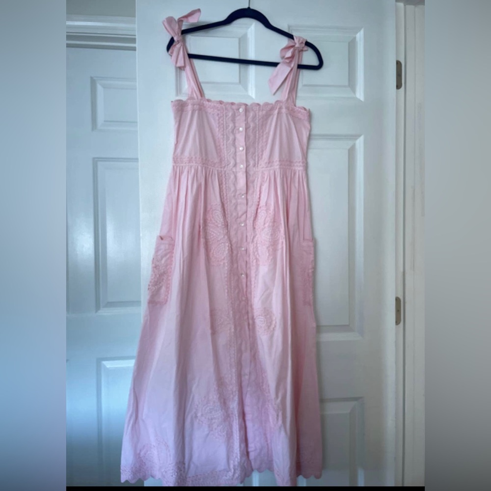 JULIET DUNN Self-tie cotton poplin midi dress